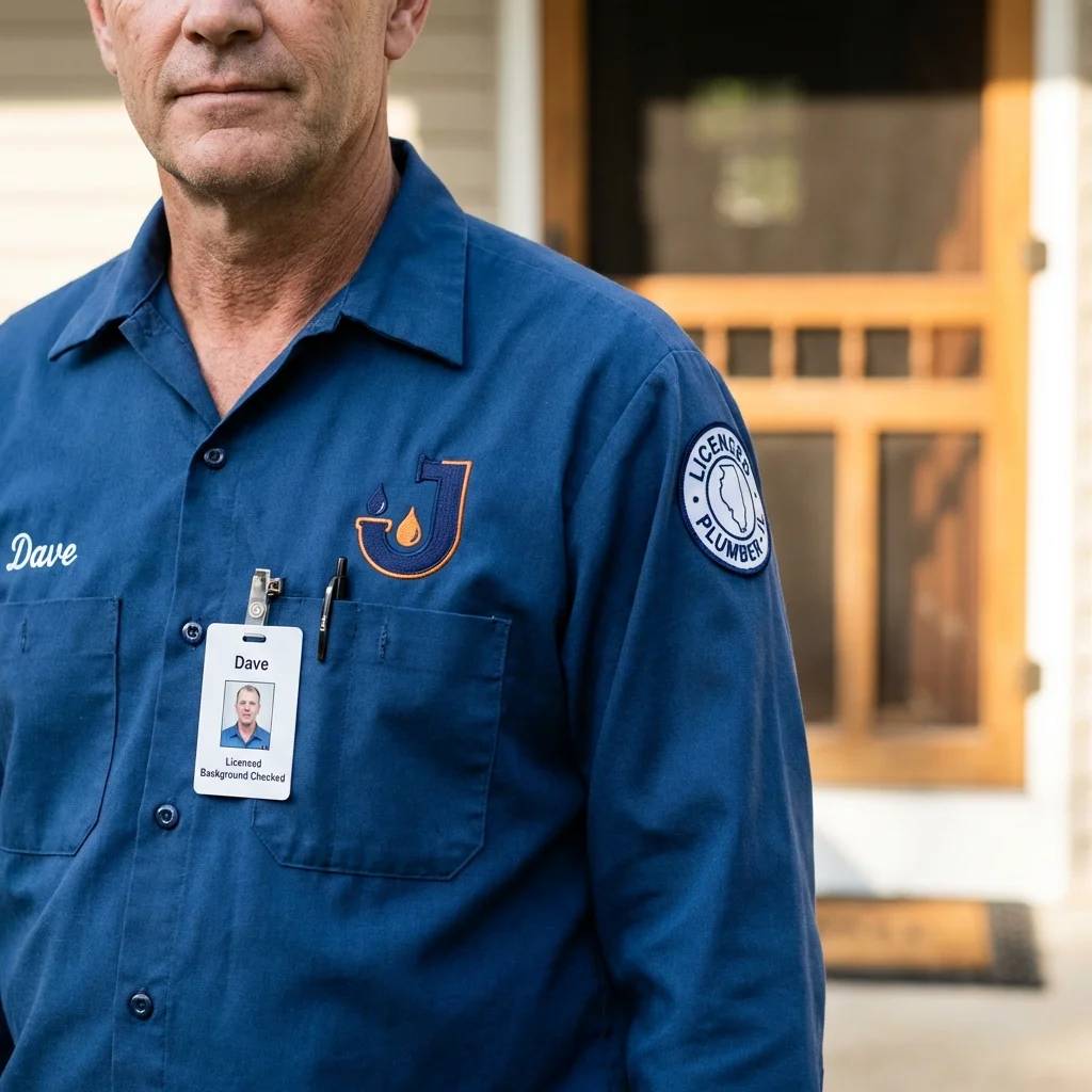 Licensed plumber showing ID badge in Kittanning, PA