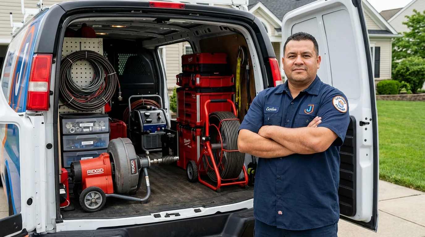 Professional drain cleaning equipment and Johns Plumbing LLC plumber in Kittanning