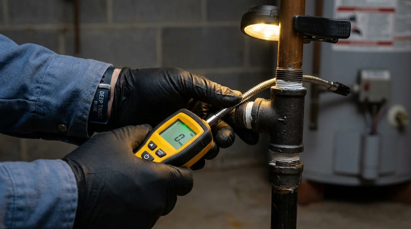Gas leak detection with electronic sniffer by Johns Plumbing LLC in Kittanning