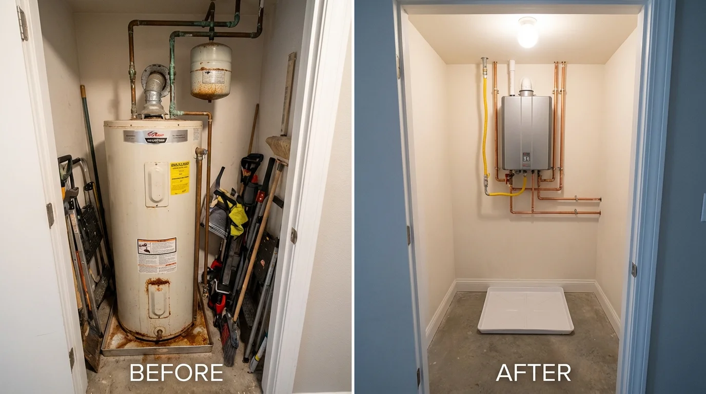 Tank water heater versus wall-mounted tankless unit comparison for Kittanning, PA homeowners